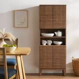 Render Tall Bathroom Storage Cabinet In Walnut
