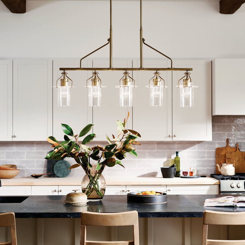 Everett 5 - Light Cylinder Chandelier, Brushed Brass
