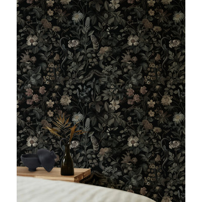 Dark Moody Flower Wallpaper Bryelle Peel & Stick Floral Roll