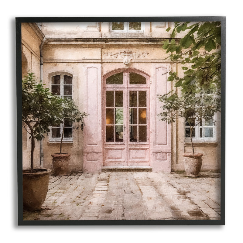 Portes françaises roses de Stupell Industries, giclée par Riley B, H 17 po x l 17 po x P 1,5 po, Giclée encadrée noir minuit