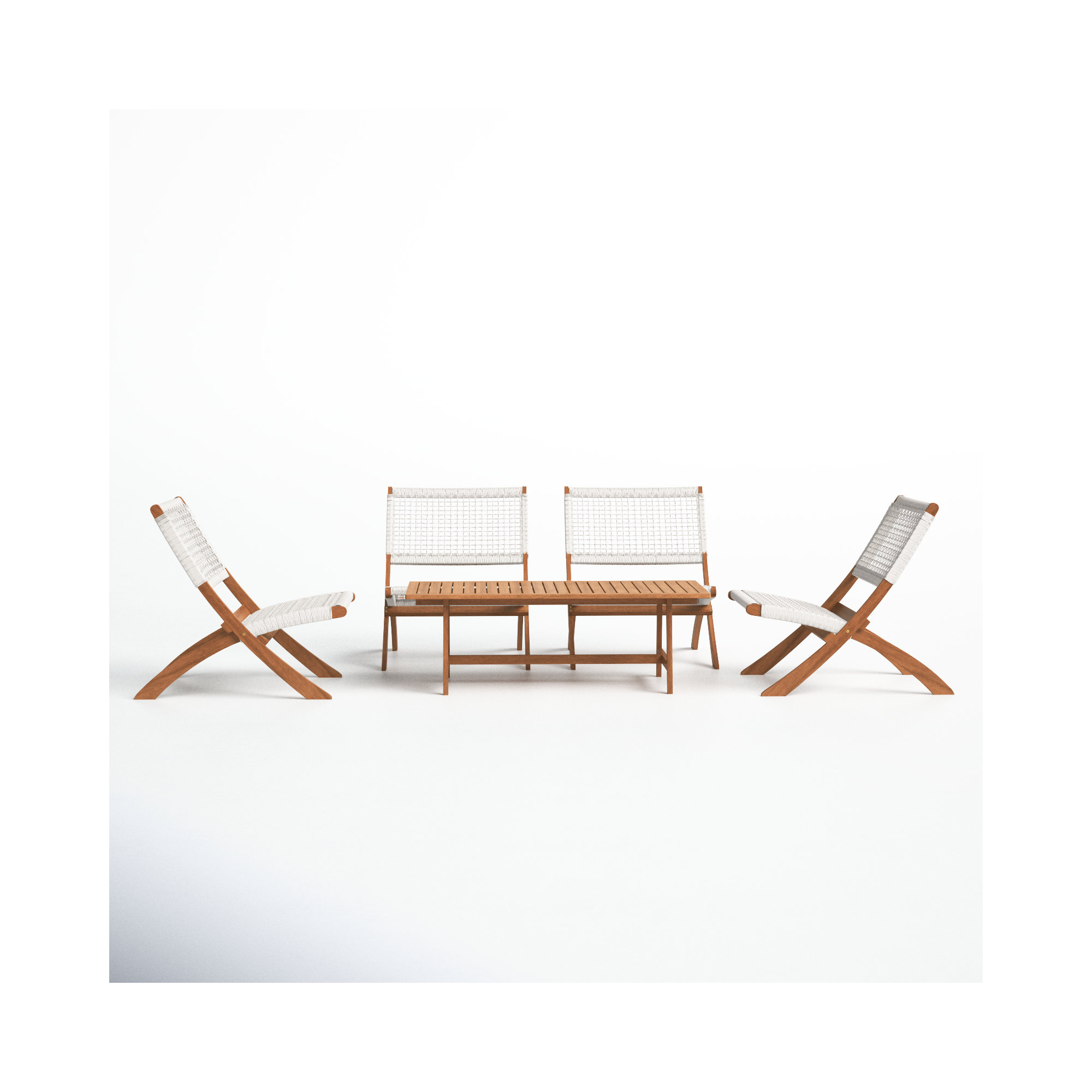 Kismet 5-Piece Armless Chairs Seating Group, Natural/White