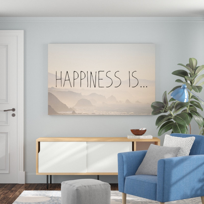 «Happiness Is», reproduction d'art textuel sur toile, H 8 po x l 12 po x P 1,5 po