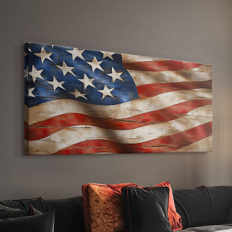 Série Americana-IV - Toile tendue avec châssis - Prêt à accrocher, H 16 po x l 32 po