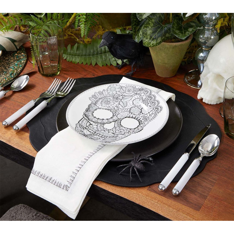 Filament 21" Linen Napkin, White/Silver/Gunmetal