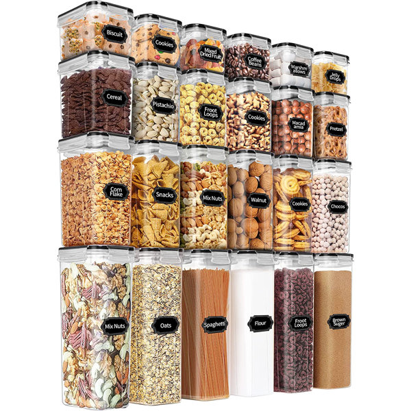 Air tight Food Storage Containers - Set of 4PC Kitchen Pantry Organization  Storage Container with Easy Lock Lids for Cereal Flour Sugar Dry Food  Plastic Stackable Canisters 