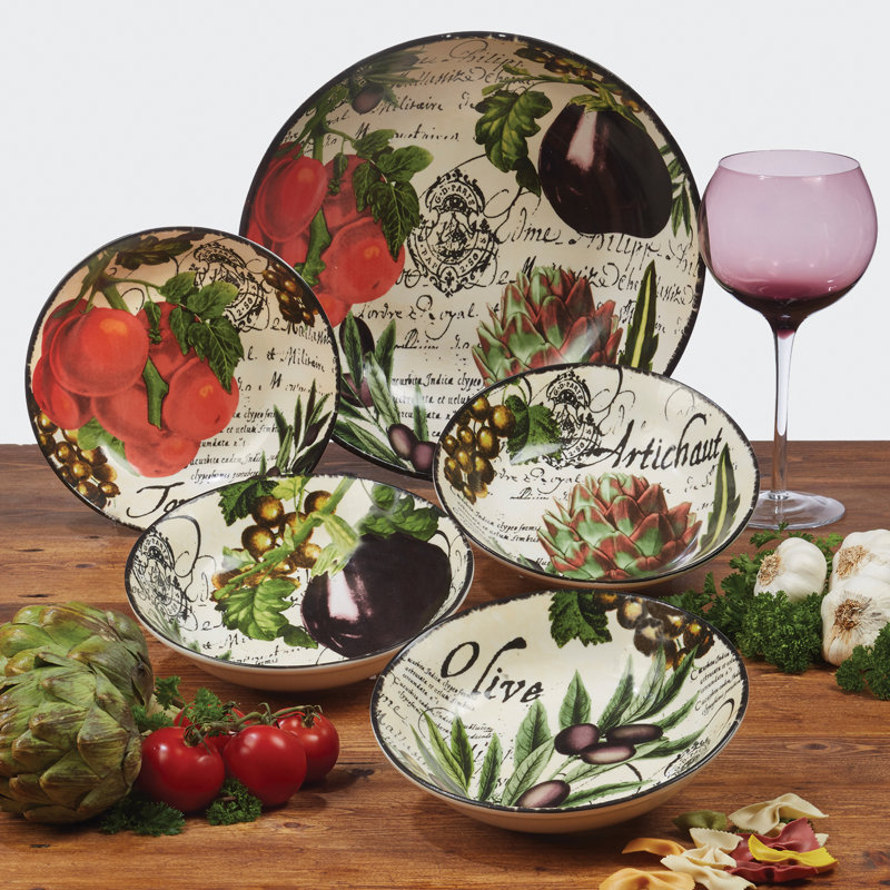 Certified International Botanical Veggies Pasta Bowl Set of 5