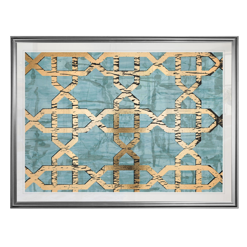 « gildeds géométriques iii », reproduction, H 20 po x l 24 po x P 1,5 po, Cadre argenté