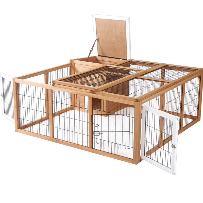 Cage pour petits animaux, maison principale ouverte, intempéries, accès pratique, nettoyage et alimentation du cobaye - matériau en bois naturel, toit imperméable, intérieur spacieux, animaux faciles à entretenir