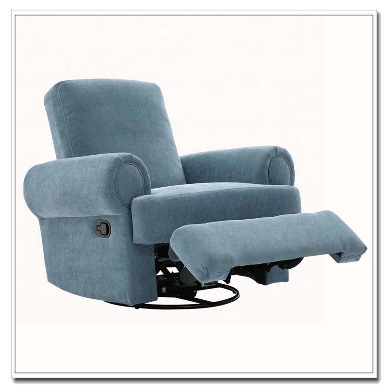 Manual Recliner Sofa Swivel Recliner Rocker Chair With Adjustable Backrest For Living Room, Bedroom, Sky Blue