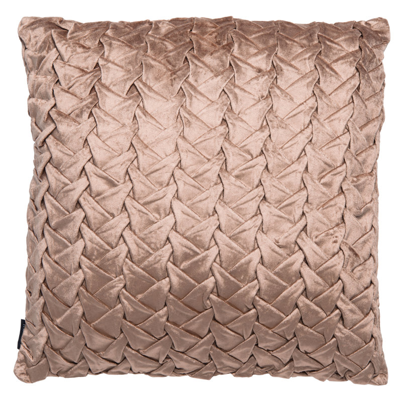 Blush Velvet Smocked Square Decorative Pillow