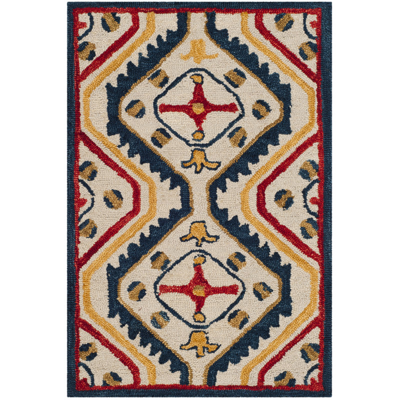Tapis géométrique en laine touffeté à la main Deyoung, Rectangulaire 3 pi x 5 pi