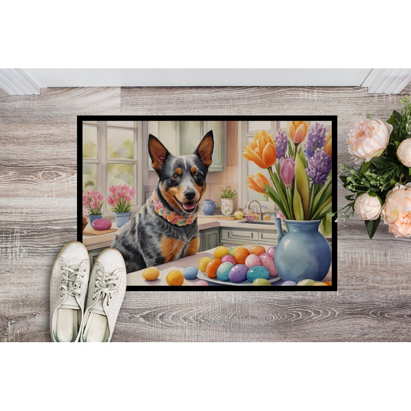 Decorating Easter Australian Cattle Dog Doormat, 24" W x 36" L