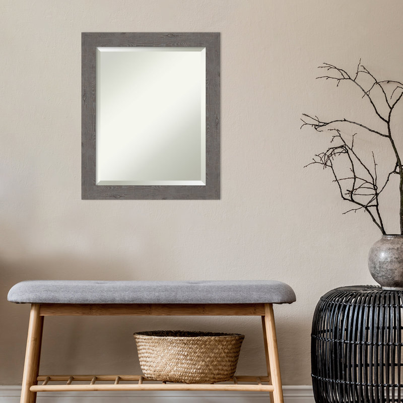 Miroir mural Akhia, 19 po x 23 po, Gris planche rustique