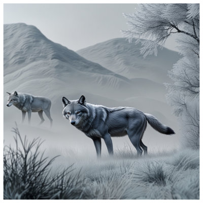 Couvre-lit gris loup gris en hiver