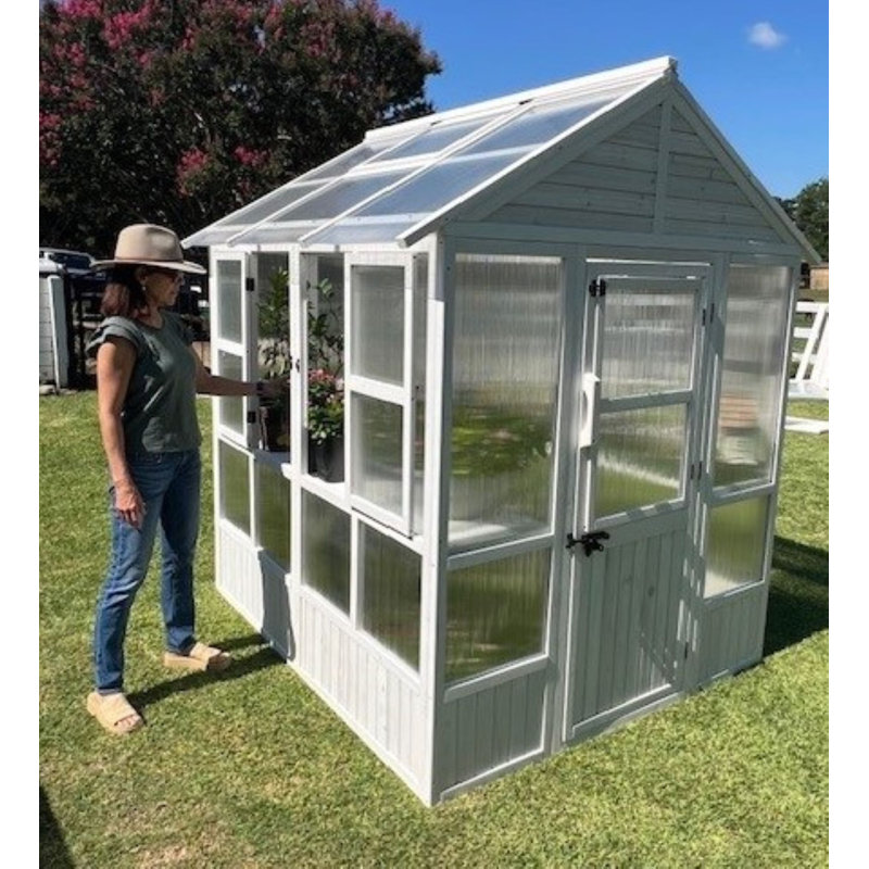Zylina White Wood Greenhouse with Acrylic Panels, 84in x 72in x 72in