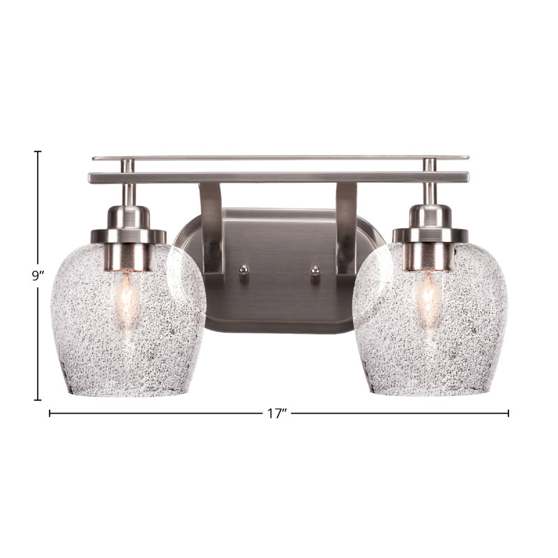 Barre d'éclairage de salle de bain 2 lumières Alirra avec verre de 6 po, Nickel brossé, Grainé