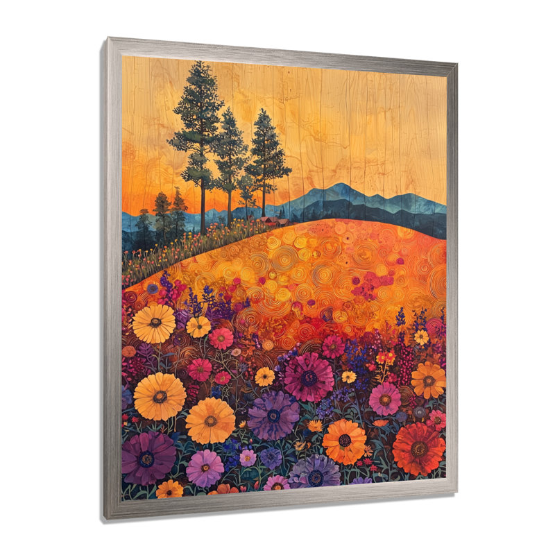 Beames - Art mural floral, Argent argent, H 20 po x l 12 po, Reproduction encadrée d'une seule photo