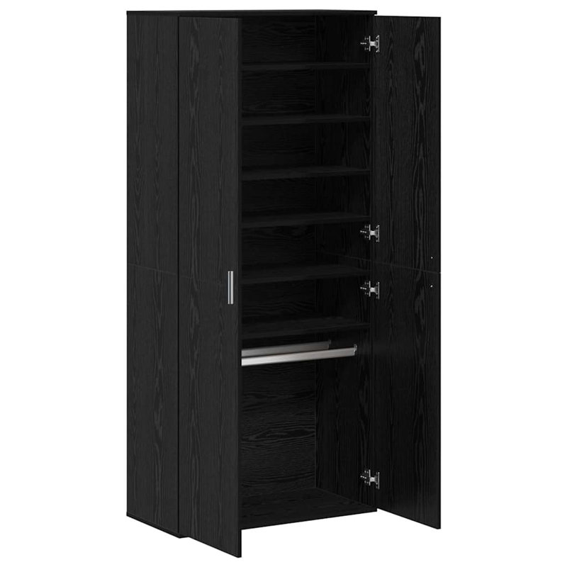 Highboard With Shelf 80 X 39 X 178 Cm Engineered Wood, Black Oak
