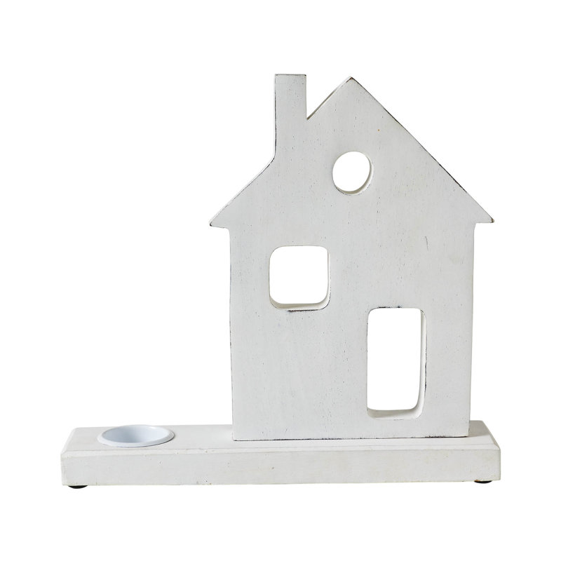 Festive Finds Tealight Holder Village House White, 11" H x 10.25" W x 2.5" D