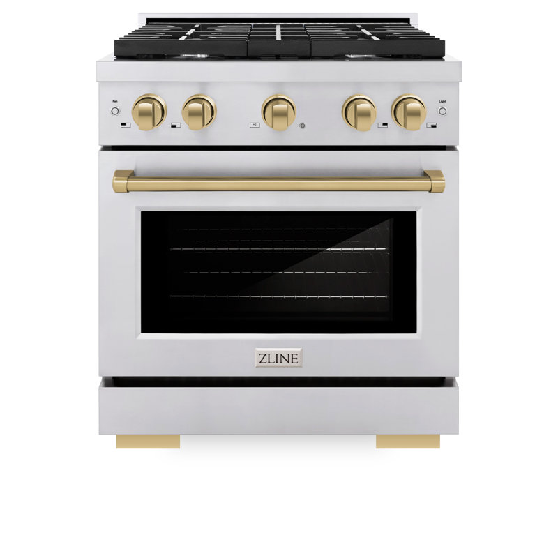 ZLINE 30 in. 4 Burner Gas Range with Convection Gas Oven in Stainless Steel and  Accents