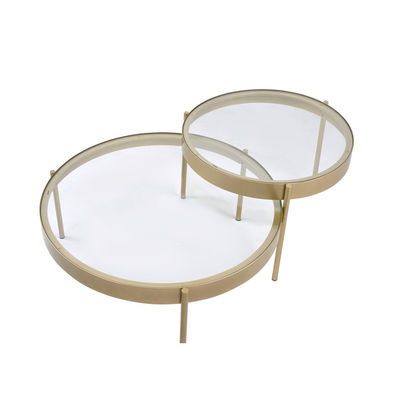 Wigfall Glam 3-Leg Round Nesting Table Set with Clear Glass Top in Gold