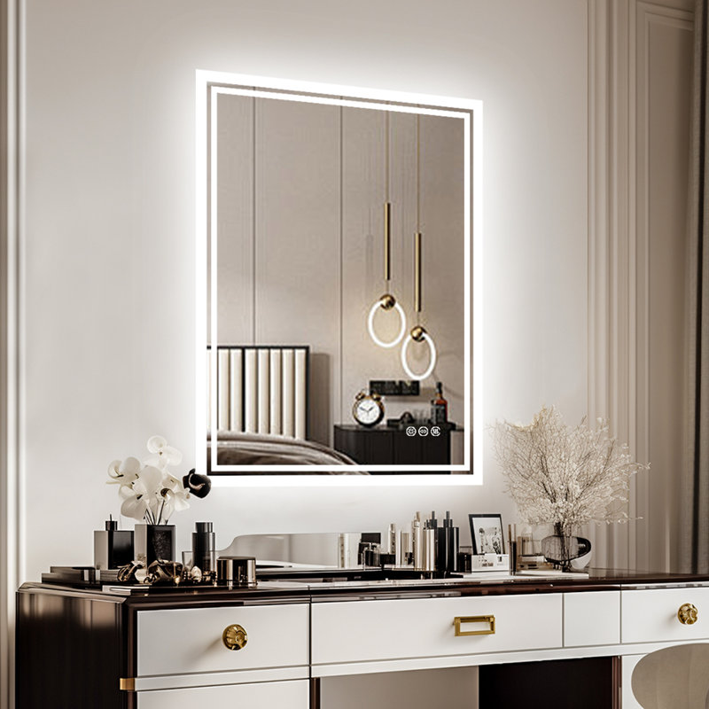 Miroir mural lumineux sans cadre Cevat, 27,5 po x 20 po