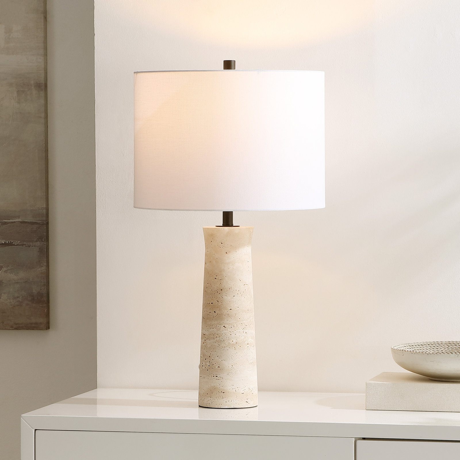 Murano Stone Table Lamp, Ivory