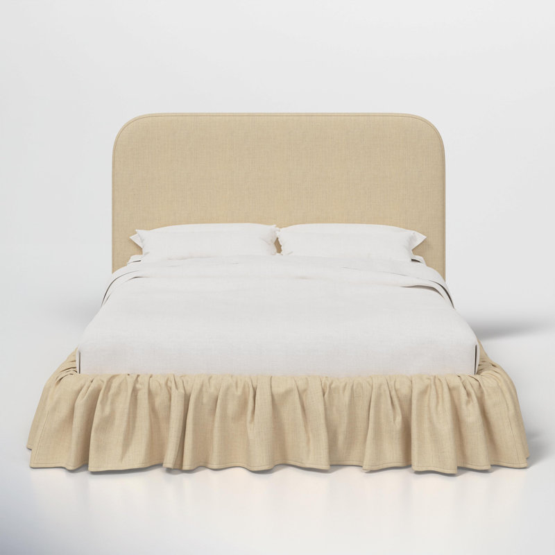 Maggie Ruffle Platform Bed, Queen, Classic Linen Linen