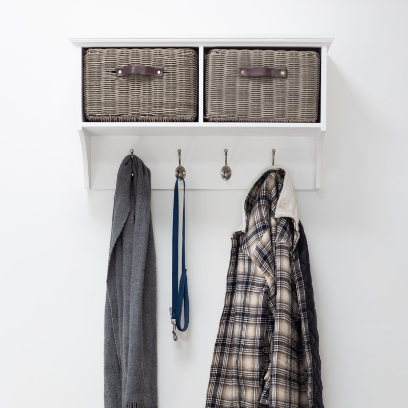 Anita Solid Wood Cube Shelf, White/Grey