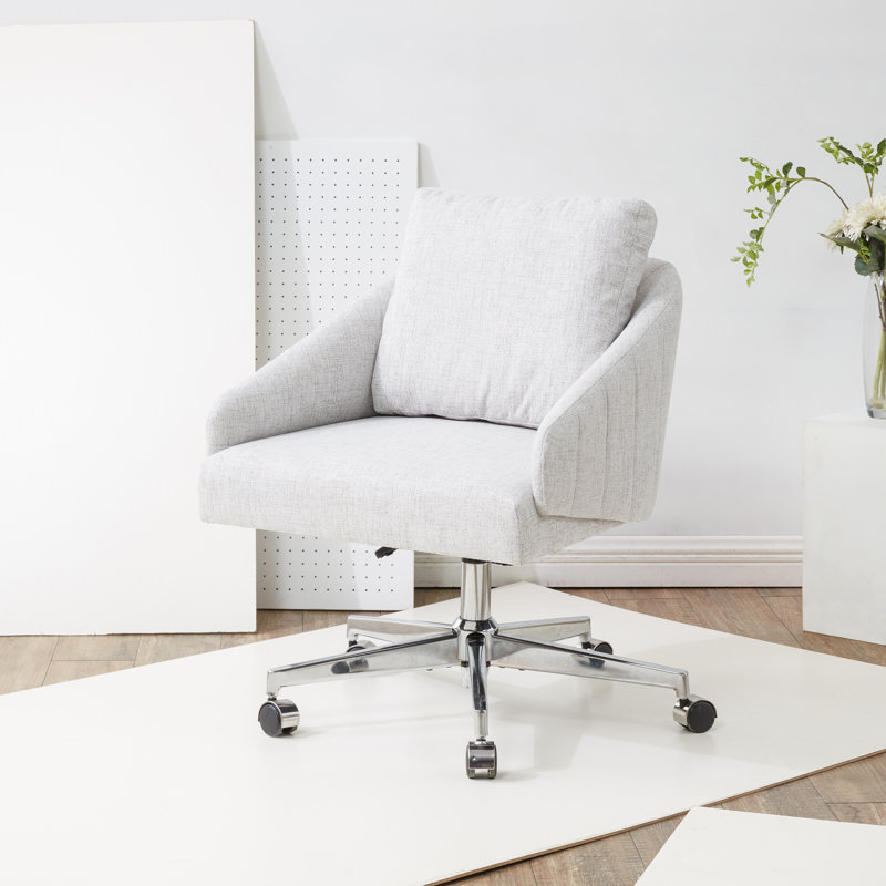 Hokku Designs Cathelijn Linen Task Chair, Light Gray