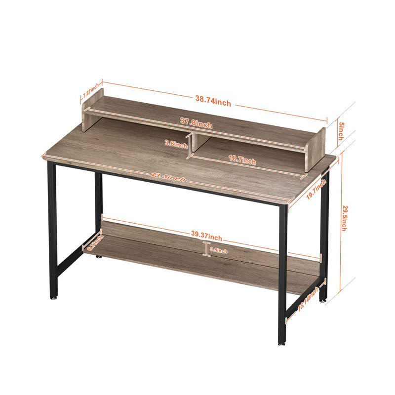 Metal Base Computer Desk, Grey/Black