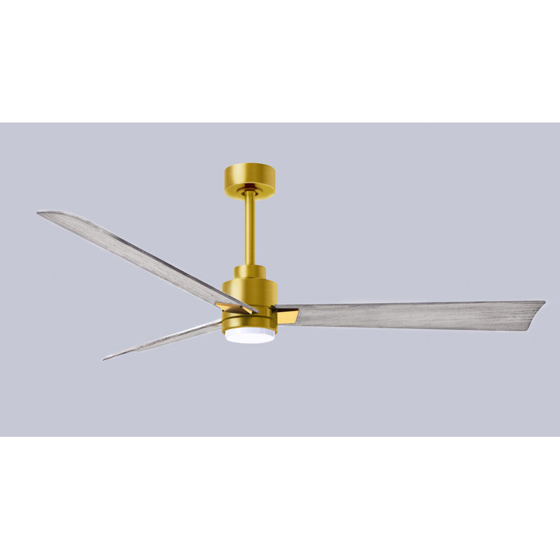 Ventilateur de plafond Alessandra, Ton bois de grange, Laiton brossé, 56"