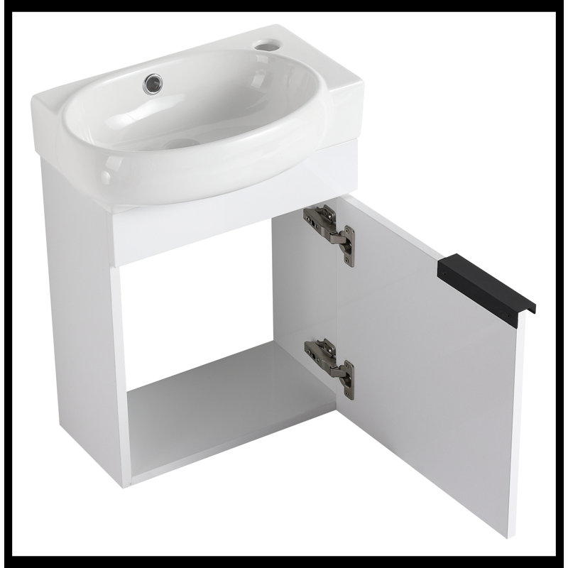 Derival 16.80'' Single Bathroom Vanity with Top, Gloss White