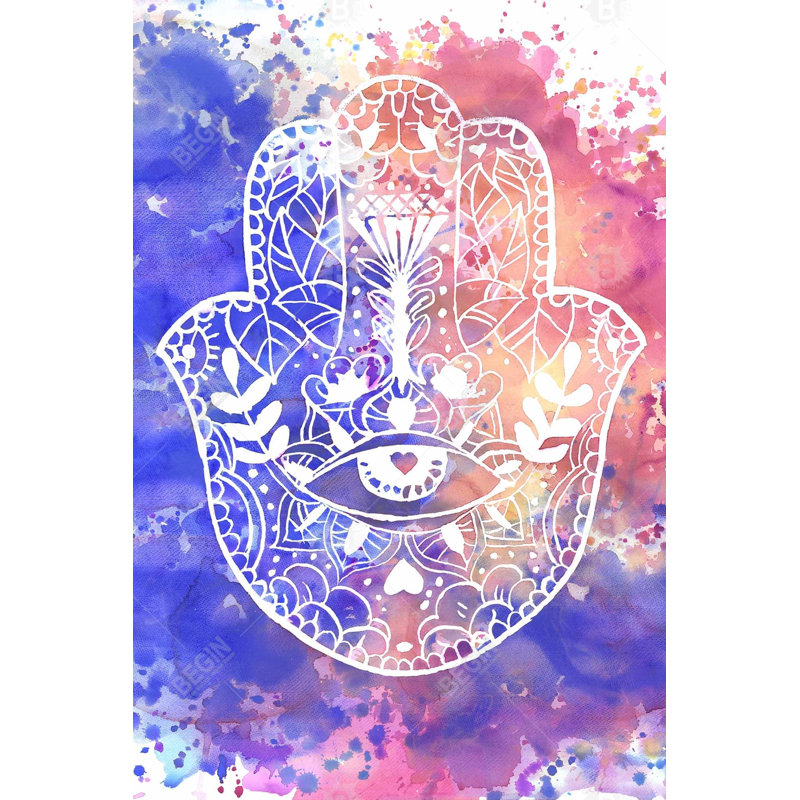 Hamsa Hand - Toile spirituelle encadrée pour la décoration intérieure