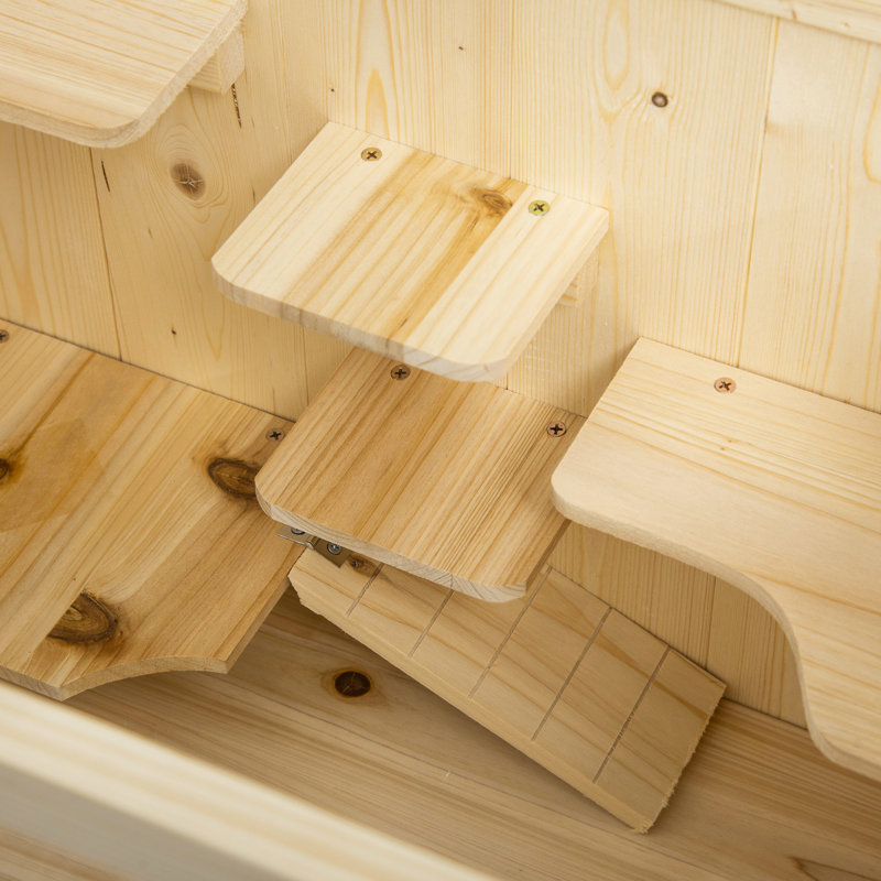 Cage en bois pour hamster avec grille de circulation d'air sur 5 tablettes et option