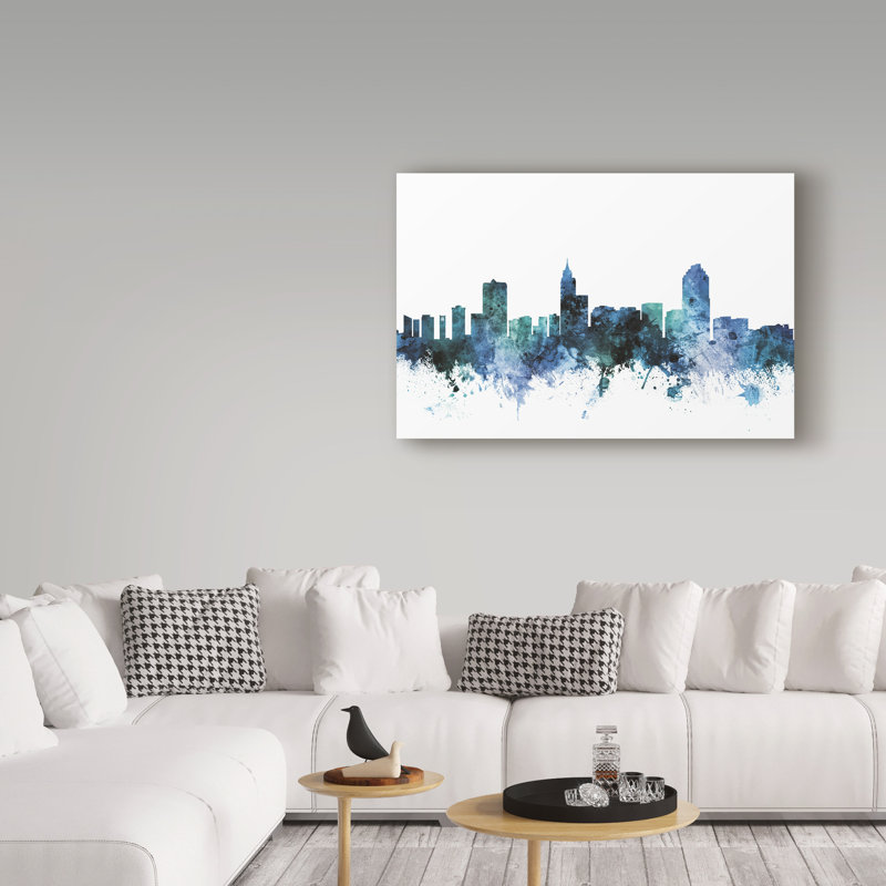 « raleigh north caroline blue », reproduction d’impression sur toile tendue, H 12 po x l 19 po x P 2 po