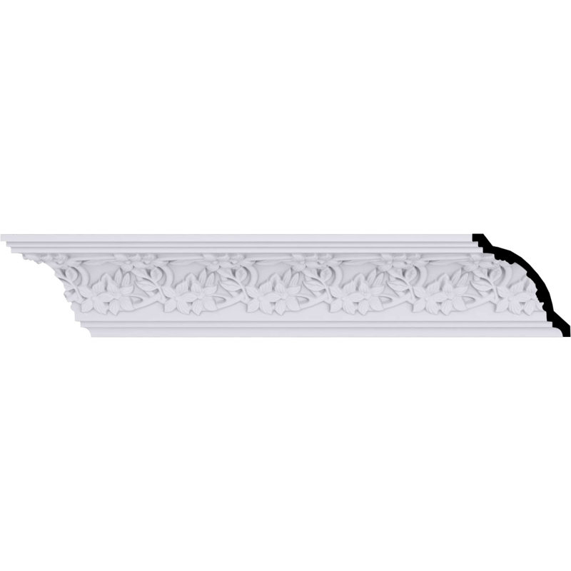 Moulure à couronne florale H 4 3/4 po x P 4 1/2 po x F 6 5/8 po x L 94 1/2 po (répétition 3 7/8 po)