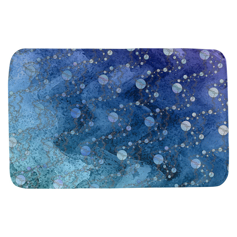 Tapis de salle de bain planet stars, l 17 po x L 24 po, Bleu foncé