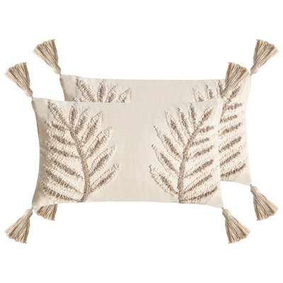 Floral Beige Rectangular Throw Cushion