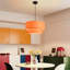 Luminaire suspendu en tissu orange à 2 niveaux Mid-Century