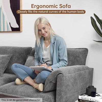 111'' U-shaped Modular Dark Gray Chenille Sofa | Double-layer Cushions, Flexible Assembly, Zipper Pillows, Velcro Fasteners, Side Storage Pockets