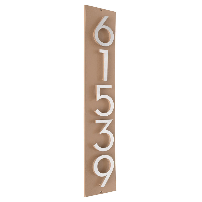 Plaque d'adresse verticale flottante 4 po (5 chiffres), Taupe, Nickel satiné deux tons, Oui
