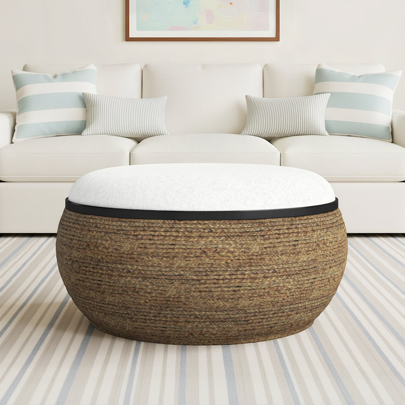 Emily Upholstered Polyester Blend Storage Ottoman