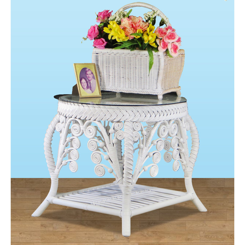 Patnode Glass Top End Table, White