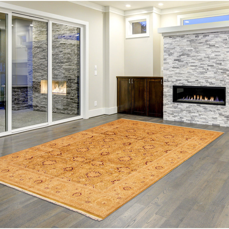 Tapis décoratif en laine noué à la main de conception unique noué à la main New Age de style persan 18/20 brun 9 pi x 12 pi 2 po