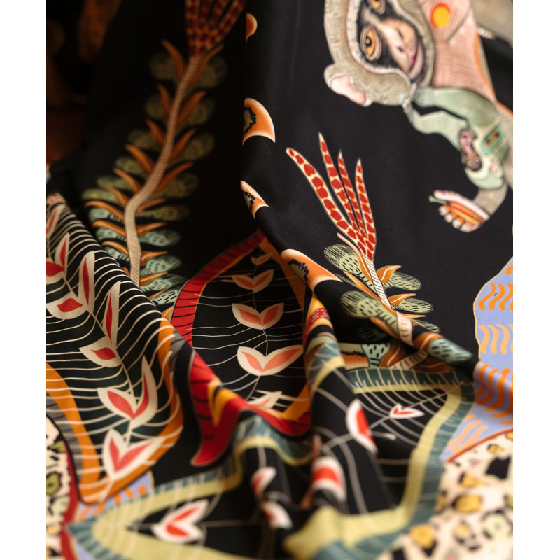 Monkey Tales Tablecloth - Cotton, 138" L, Night