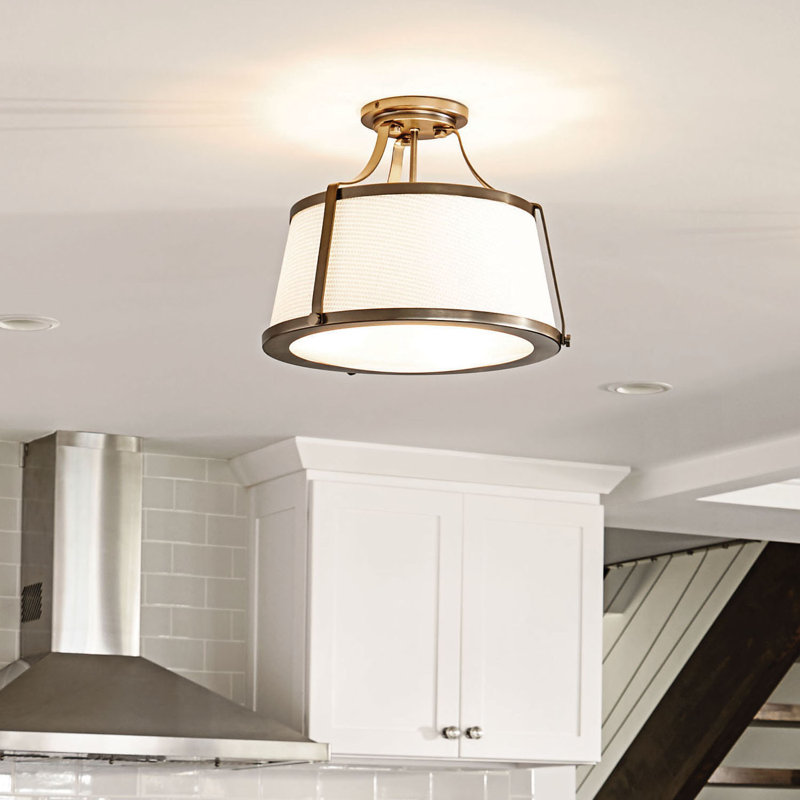 Charlotte 3-Light Semi-Flush Mount Ceiling Light, Brushed Caramel