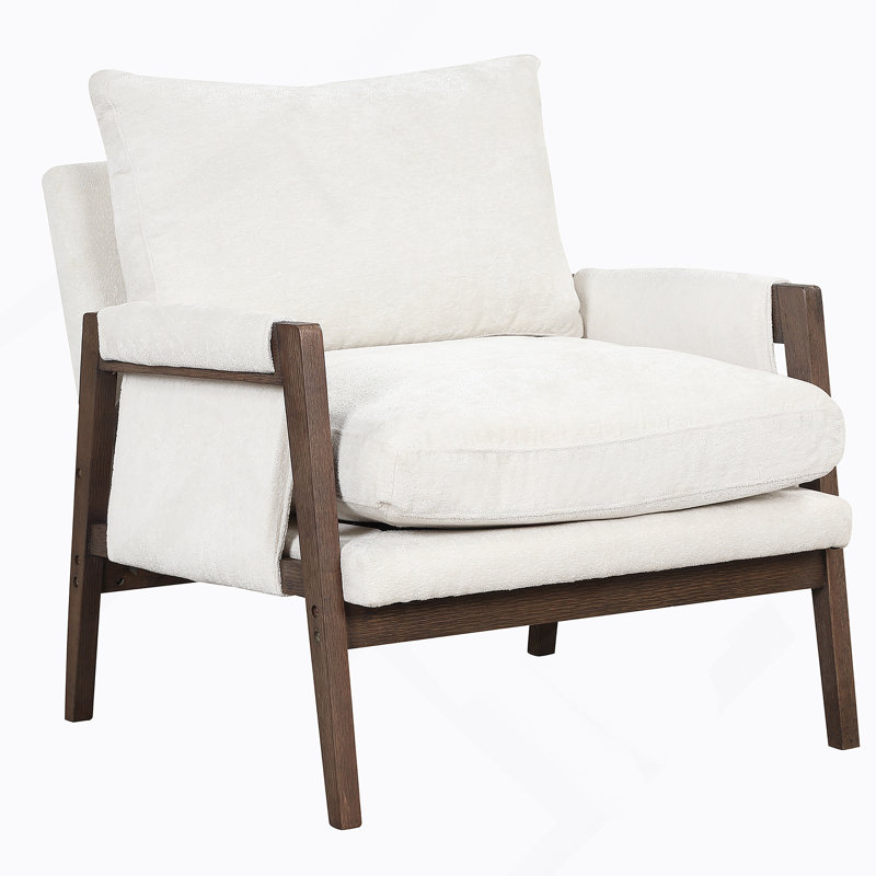 Fauteuil Mid-Century moderne en velours, blanc, Blanc