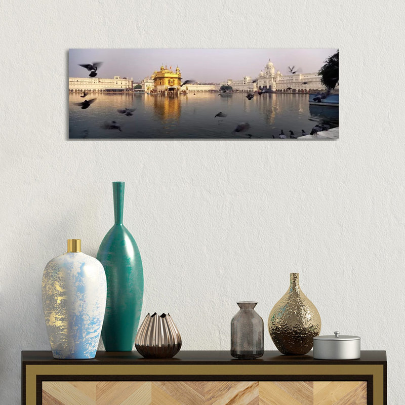 Reflection Of A Temple In A Lake, Golden Temple, Amritsar, Punjab, India - Wrapped Canvas Panoramic Print