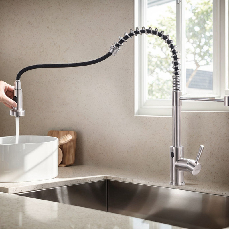Casa Eclat Pull Down Kitchen Faucet, Brushed Nickel